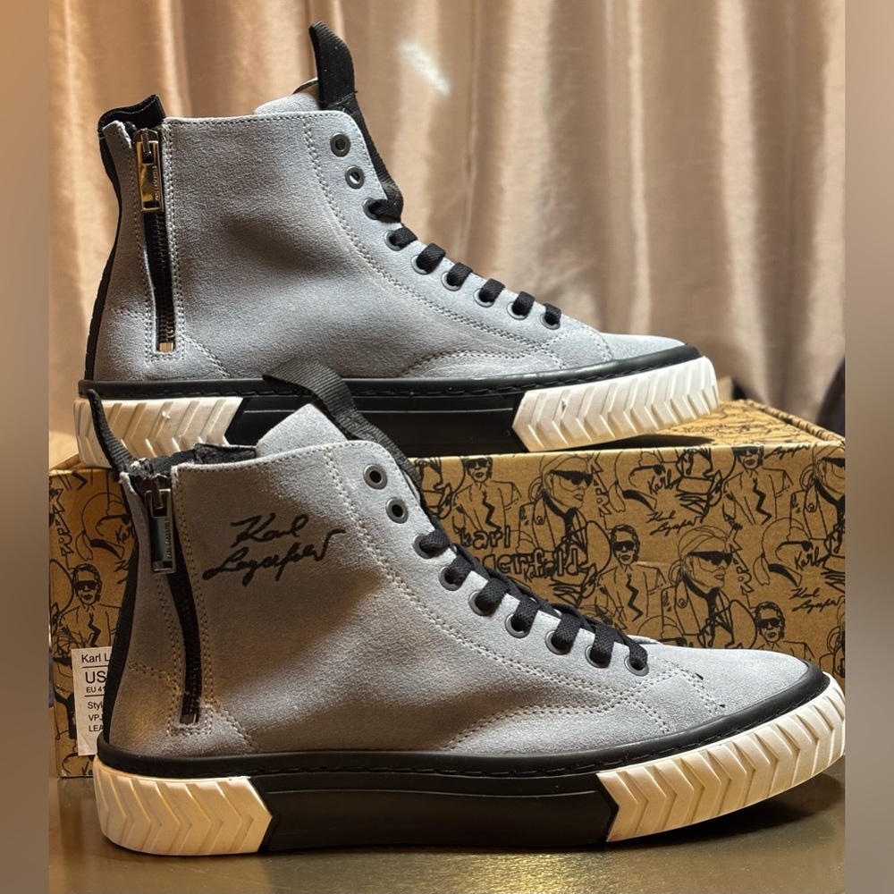New in box - Karl Lagerfeld Black and Gray Men's Sneakers Sz 8.5